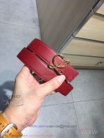 AAA Replica Loewe Belt For Women - Wine Smooth Leather Gold Buckle